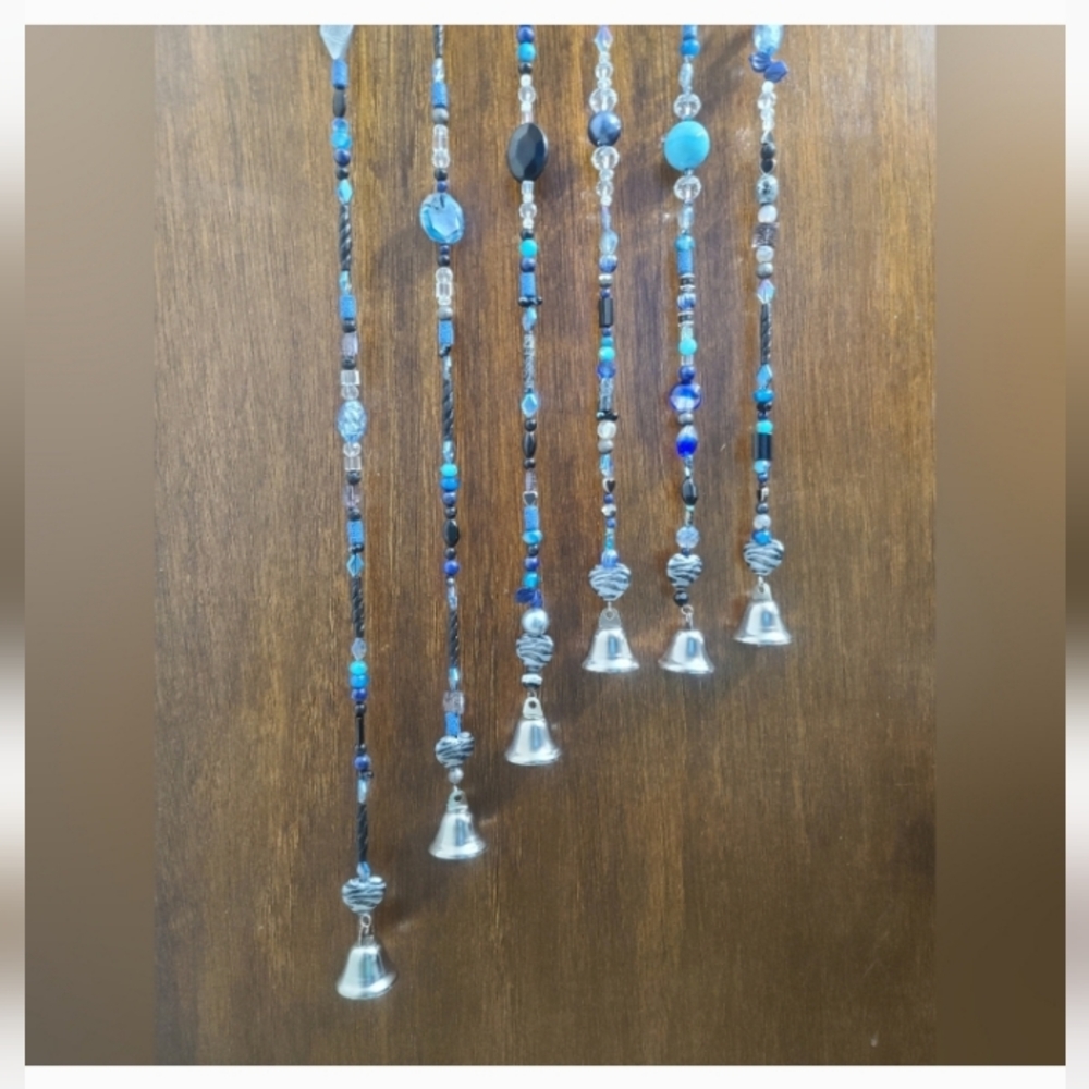 Silver and Blue Beaded Wind Chimes/Suncatcher - Picture 7 of 9